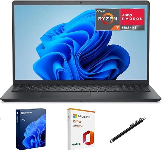 Dell Inspiron 15 Touchscreen Laptop, 15.6" FHD IPS, 8-Core AMD Ryzen 7 (beats Ultra 7 150U),16GB RAM, 1TB SSD, Copilot+ AI Laptop PC, KeyPad, WebCam, SD Card Reader, Stylus Pen, Office, Windows 11 Pro