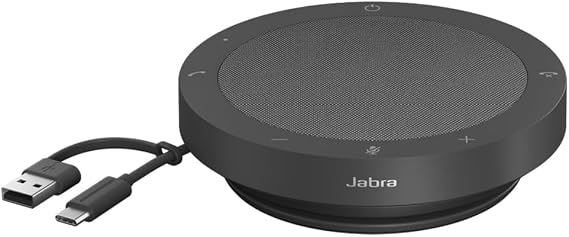 Jabra Speak2 40 Speakerphone Conference Microphone Speaker Latest Noise Cancelling Function Advanced Beamforming Microphone 50mm Full-Range Speaker Wired USB A/USB C Connection Web Conference with | 最新ノイズキャンセリング機能 / 最先端ビームフォーミングマイク / USB A/USB C接続 / Web会議 / 携帯用ポーチ付き