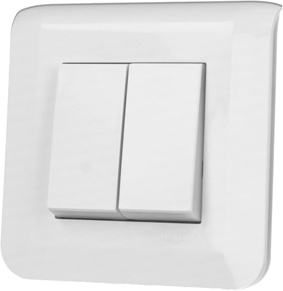 LEGRAND Doppelschalter oder Wechselschalter Mosaik ermöglicht die Steuerung von zwei Lichtkreisen schnelle Verbindung ohne Werkzeug durch automatische Klemmen komplett mit Platte und