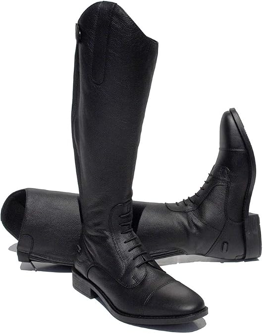 Rhinegold Elite Luxus Extra Short BLACK LEATHER RIDING BOOTS