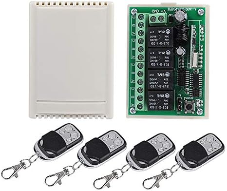 Multi-Functional 4-Way Remote Control, 1000W 433MHz Wireless DC 12V 4 Channel Remote Control with 100M Range Ideal for Home & Industrial Automation