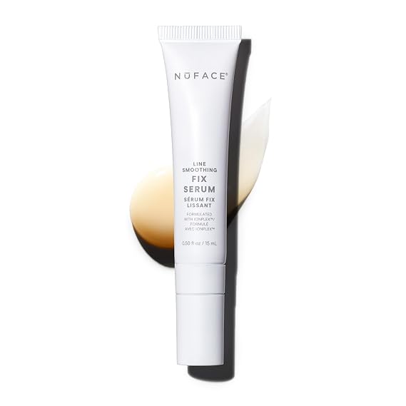 NuFACE FIX Serum - Line Smoothing Conductive Serum for Microcurrent with Triple Peptide, Hyaluronic Acid & IonPlex to Hydrate, Brighten and Enhance NuFACE Microcurrent Device Results (0.5 oz)