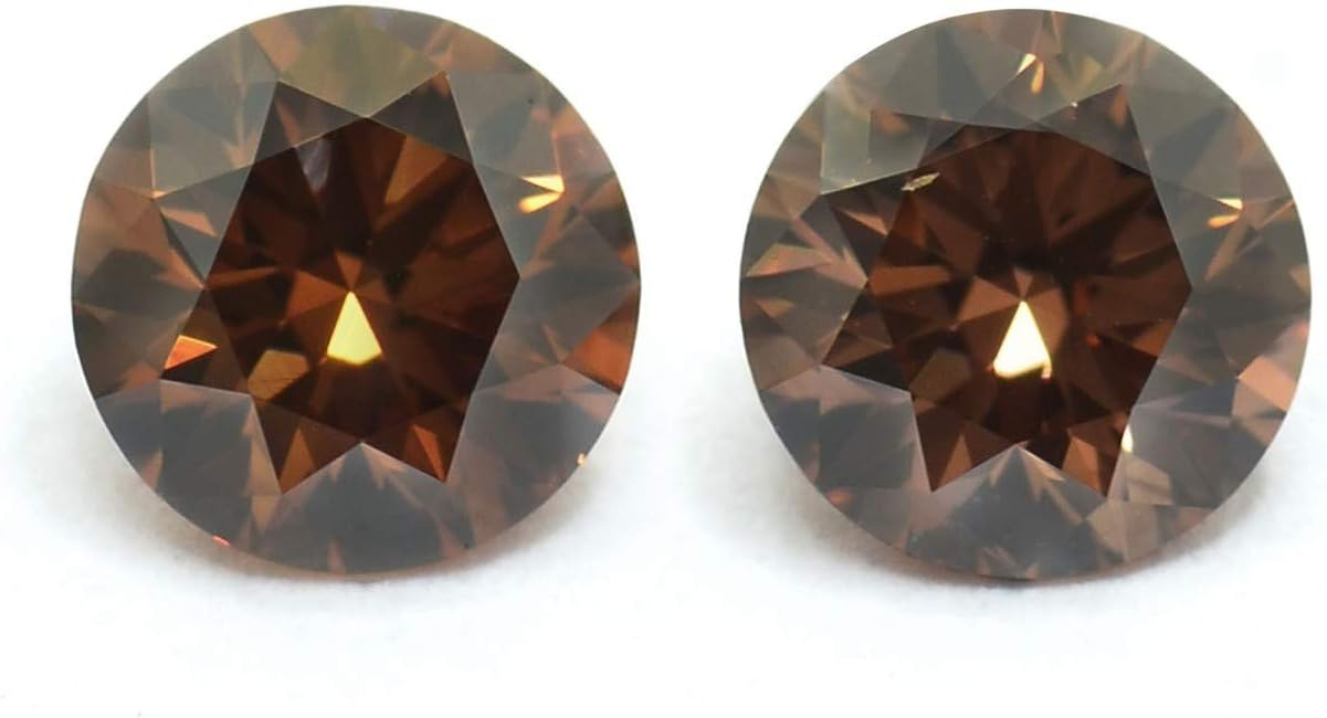 0.34 Carat Fancy Deep Brown Loose Diamond Natural Color Round Cut Pair IGI Cert