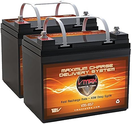 QTY2 VMAX857 AGM Deep Cycle Group U1 Battery Replacement compatible with Electric Mobility Rascal 600F OUTDOOR SCOOTER 12V 35Ah Battery