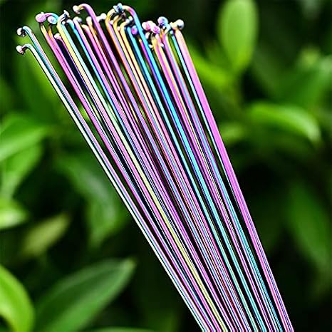 12pcs 2.0mm Stainless Steel Spokes Vacuum Plated Rainbow Spokes 26 27.5 29 Inch Spoke Caps Mountain/Road Bike Spokes (Color : 261MM X 12pcs)