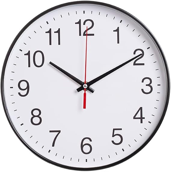 NUOVO 10 Inch Round Wall Clock Silent & Non-Ticking Simple Wall Clock Operated for Living Room Bedroom Kitchen(25 cm/ 10")