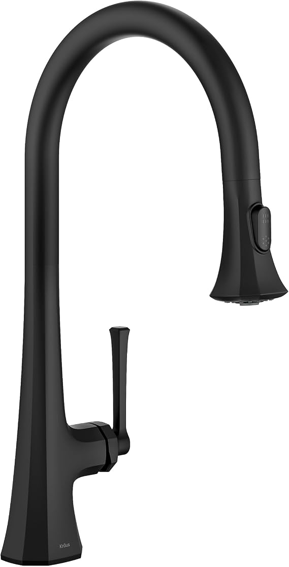 KRAUS Savan 2-Function Single Handle Pull Down Kitchen Faucet in Matte Black, KPF-4104MB