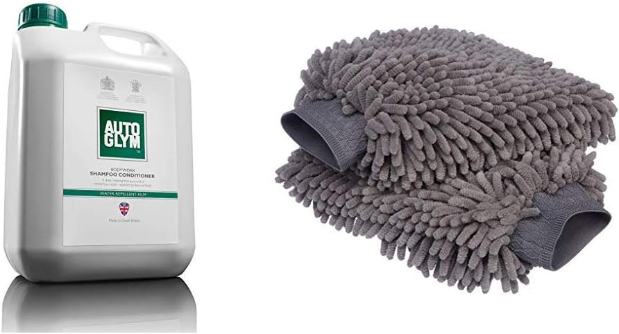 Autoglym Large Bottle Quality Bodywork Shampoo, 2.5 Litre & Amazon Basics Deluxe Microfiber Car Wash Mitt 2 Pack