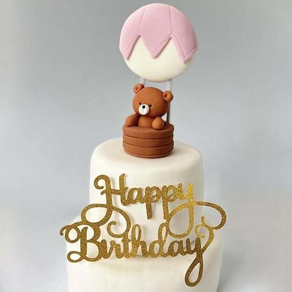 Edible Teddy Bear Cake Toppers - 3D Sugar Fondant Figure - Kids Birthday Decorations - Handmade Present - Christening, Baby Shower (pink)