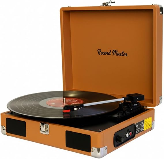 Record Master RM-311 Pikap - Kahverengi - Tüm Plaklar İle Uyumlu - Priz ve PowerBanke Takılarak Kullanım - Universal İğneli (Kahverengi)