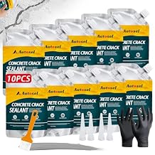 Concrete Crack Filler, Cement Crack Filler, Self-Leveling Concrete Crack Repair Filler, High-Elasticity Waterproof Caulking Glue for Driveways, Walkways, Patios, and Driveway Crack Repair 10 PCS