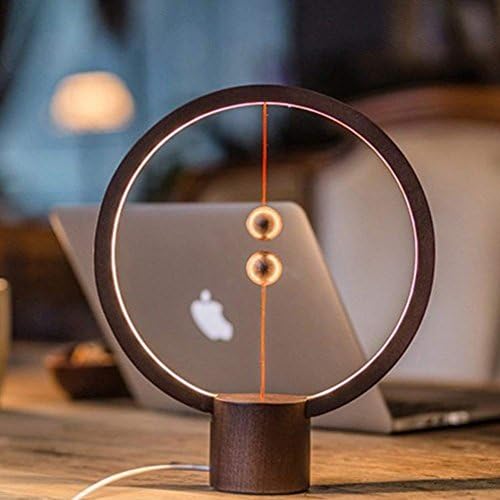 ALLOCACOC Round Magnetic mid-air Switch USB Powered LED lamp, Warm Eye-Care LED Lamp, Night Lamp, Table Lamp, Decoration for Bedroom, Living Room, Dining Room and Office Darkwood