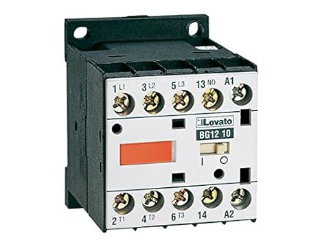 Lovato Electric 11BG1201A23060 3 Pole Mini Contactor, BG12.01A, 230V 60 Hz