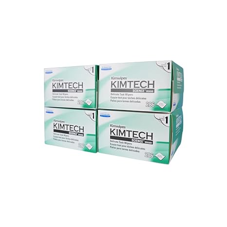 Kimtech Science KimWipes Delicate Task Wipers, 4.4 x 8.4 in., 1-Ply, 286 Sheets/Box, 4 Packs, KW01x4