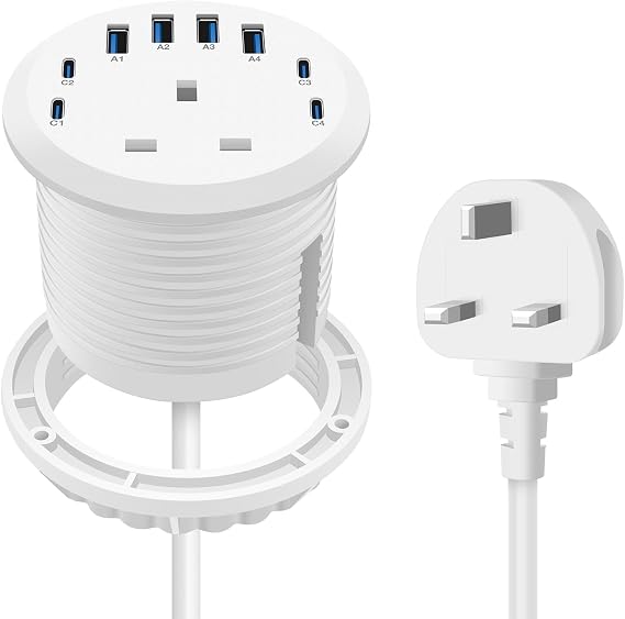 Jgstkcity Recessed Power Socket, 65W USB‑C, Flush-Mount, White