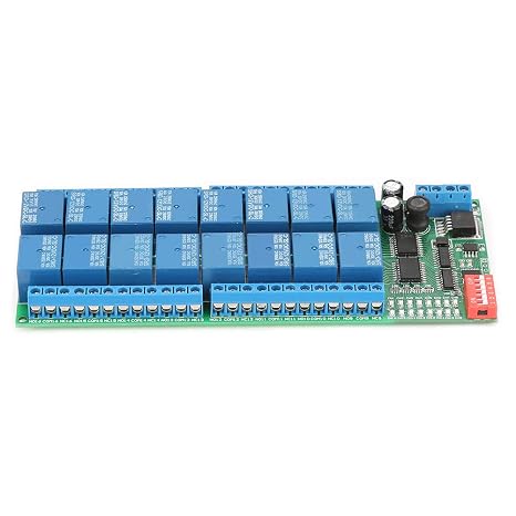 DC 12V 16-Channel RS485 Relay Module Board PLC Controller Serial Port Switch with Low Level Trigger Expansion Board