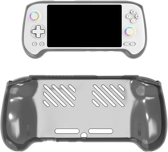 Clear Soft TPU Case for Anbernic RG557 Shockproof, Heat-Dissipating, Slim & Lightweight Cover for Enhanced Grip & Scratch Protection (Black)