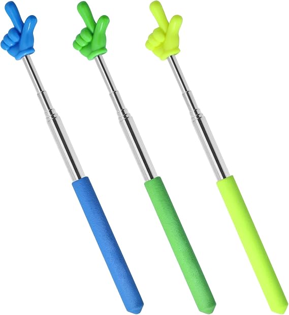 Bonsicoky 3 Pack Telescoping Teachers Pointer - Versatile Retractable Hand Pointers for Teaching and Presentations - Extendable to 21.7 Inches - Blue + Yellow + Green