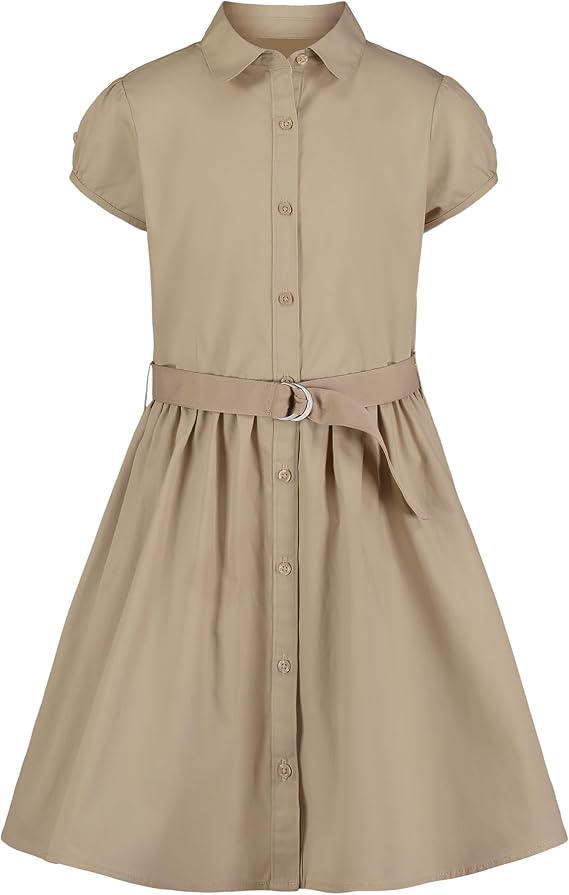 Nautica Girls' School Uniform Short Sleeve Shirtdress