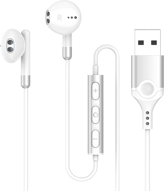 Chayoo Wired Earphones with Microphone USB Headset 2.3m with Microphone for Calling Volume Adjustment HIFI Sound Quality for Telework Web Conference Zoom Compatible with Desktop, Computer, PC