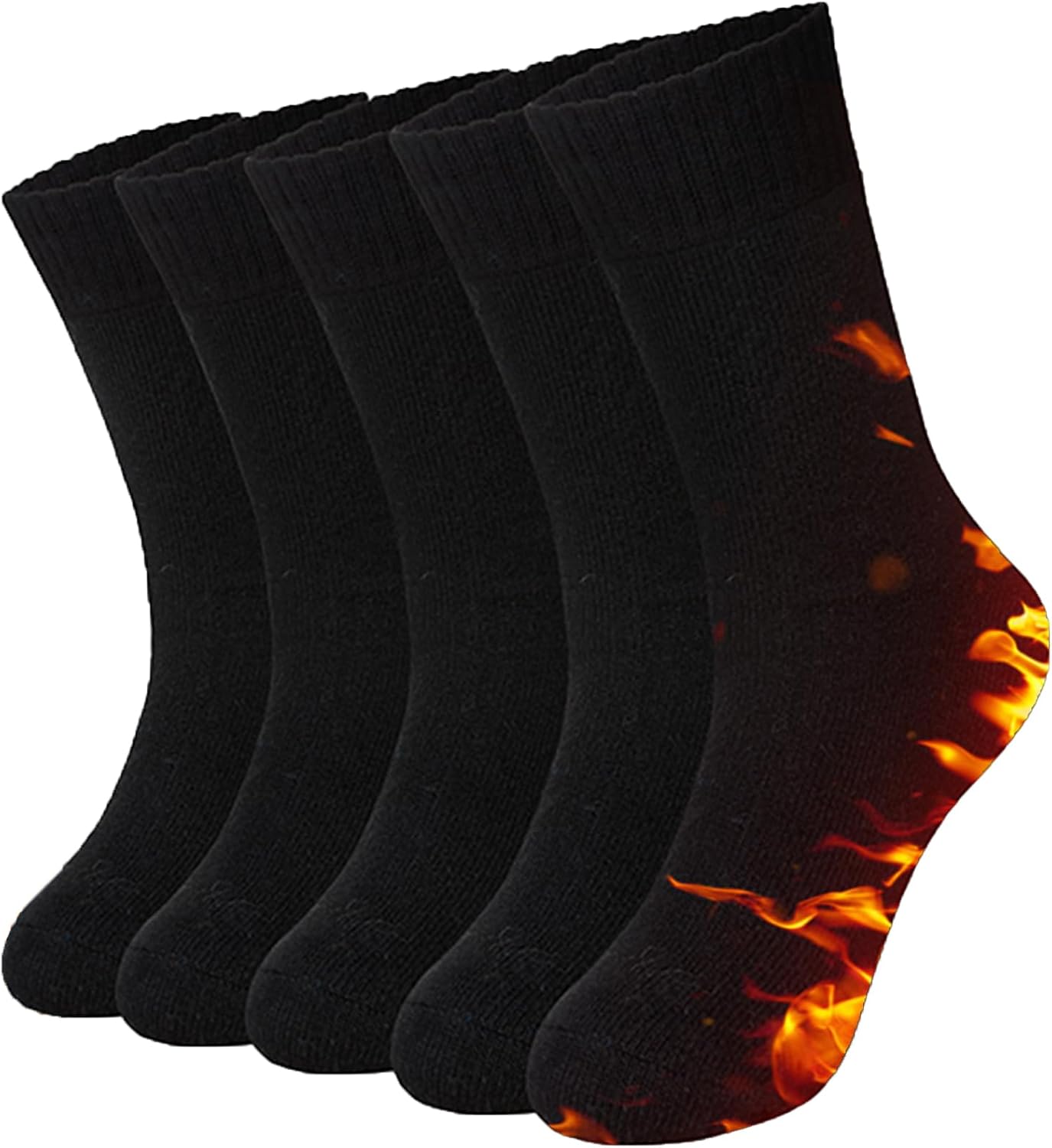 MOSOTECH Socks Mens Winter Warm 5 Pair Set Thick Cold Protection Warm Sweat Absorption Deodorant Durable Thermal Climbing Socks 24-28㎝