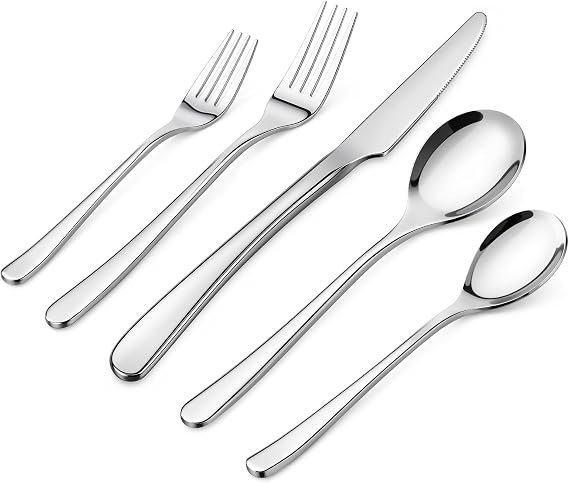 20-Piece Silverware Set for 4, Food Grade Stainless Steel Flatware Cutlery, Mirror Polished Forks Knives Spoons, Dishwasher Safe for Home Wedding Housewarming Restaurant