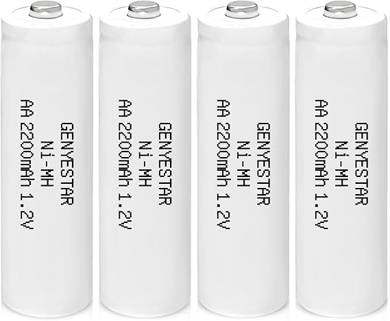 Rechargeable AA Batteries NIMH 1.2V Double A 2200mAh Pre-Charged Battery Low Self Discharge for Solar Light Household Device Toys Replacement, 4 Pack,White