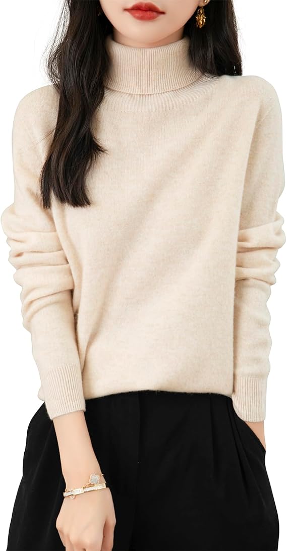 Chanyarn Women's 100% Merino Wool Turtleneck Jumper 2024 First-Line Ready to Wear Long Sleeve Seamless Knit Pullover