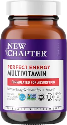 New Chapter Energy Supplement - Perfect Energy Multivitamin for Balanced Energy  Stress Support with B Vitamins  Vitamin D3  Organic Non-GMO Ingredients - 72 ct