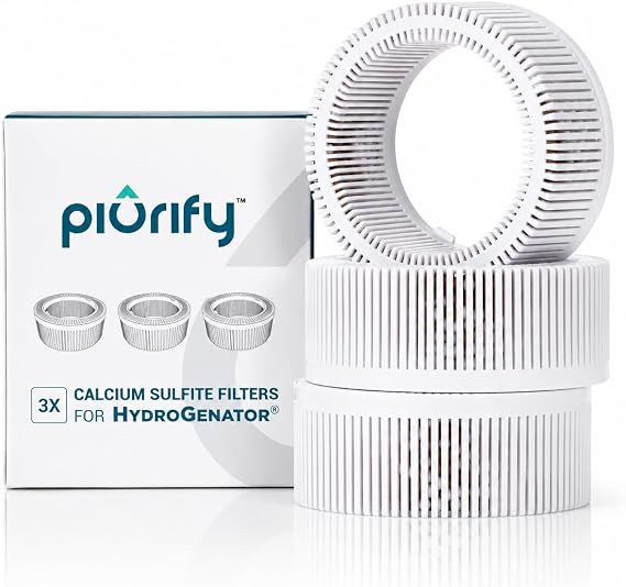 PIURIFY 3-Pack Calcium-Sulfite Filters for Hydrogen Water Machine | Removes Chlorine from Drinking Water | Replacement Filters | BPA-Free Material