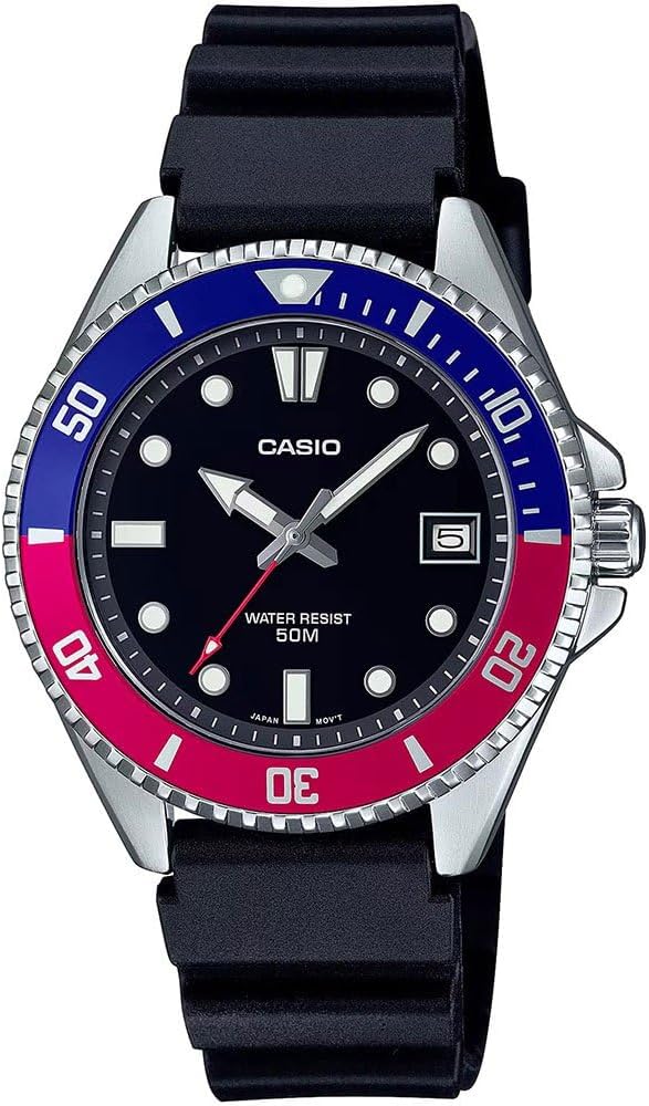Casio MDV-10-1A2VDF Wristwatch, Navy Blue-Red, Standard