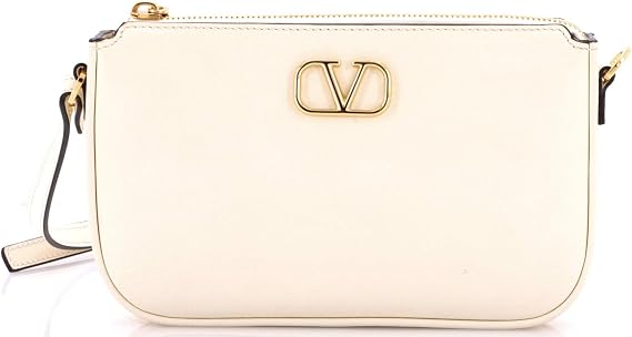 Pre-Loved VLogo Convertible Crossbody Bag Leather Mini, White