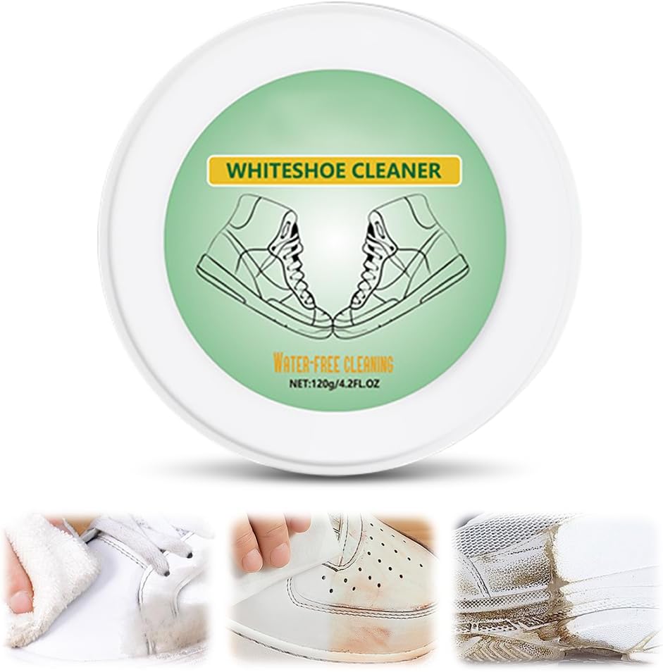 White Shoe Cleaner, 2025 New Multi-Functional Cleaning Stain Removal Cream, Water-Free White Shoe Cleaning Cream with Sponge