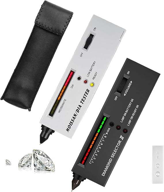 Diamond Tester Pen, Portable High Accuracy Jewelry Diamond Tester Professional Diamond Detector Selector II Testing Diamond Gems Tool with LED Indicator for Diamond, Sapphire, Ruby, Crystal