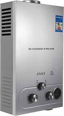 6L Propane Water Heater Tankless, 12kw Instant Shower Water Heater, Digital Temperature Display & Easy Installation, For Kitchen Bathroom Shower Mall Salon 6L