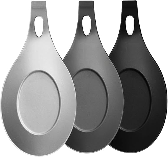 3 Pack Silicone Spoon Rest for Stove Top, Heat Resistant Kitchen Utensil Rest, Sturdy Silicone Spoon Holder for Kitchen Utensils Spatula,Tongs,Ladles(multi)