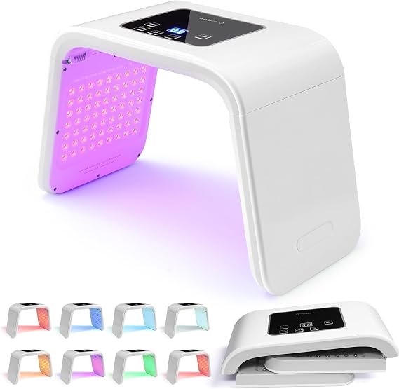 LED Face Light Therapy Mask - 7 Colors and Cycle Color LED Face Mask - Foldable Red Light Mask - Current Body LED Mask with 162 High-efficiency Light Beads for Skincare