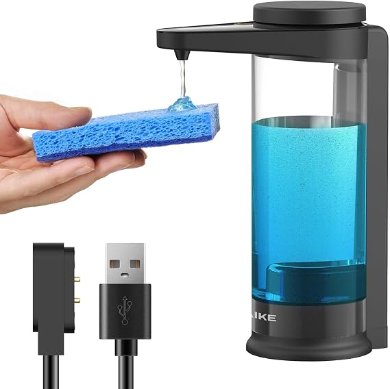 AIKE 17oz Rechargeable Automatic Liquid Soap Dispenser for Dish Soap,Black