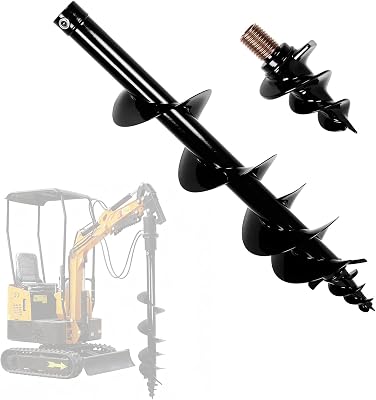 8200mm Mini Excavator Auger Drill Rod, Hydraulic Auger Drill Attachment for Mini Excavator, Hydraulic Spiral Drill for Drilling, Tree Planting & Utility Installation, No Disassembly