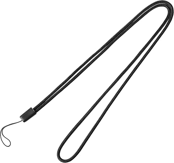 uxcell Nylon Woven Lanyards, 18 Inches Round Neck String, 1 Pcs Thin Keychain Strap Lanyard for Keys Pen ID Camera Mobile Cell Phone Badges Holder Office, Black