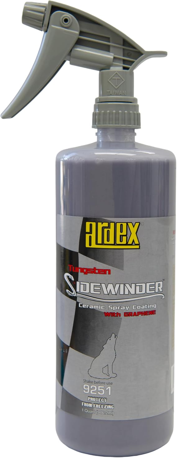 Ardex Tungsten Sidewinder 9251 | Ceramic Spray Coating with Graphene - Hydrophobic, Anti-Static, UV-Protected, High Gloss Finish for Automotive, Marine & Airplane - Wet or Dry Application - 1 Quart | Made in USA