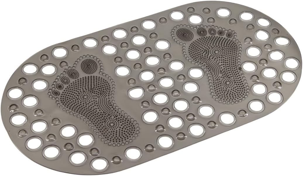 Premium Serisi Banyo - Küvet İçi Kaydırmaz Vantuzlu Ayak Desenli Paspas 66,5 x 36,5 cm, Siyah
