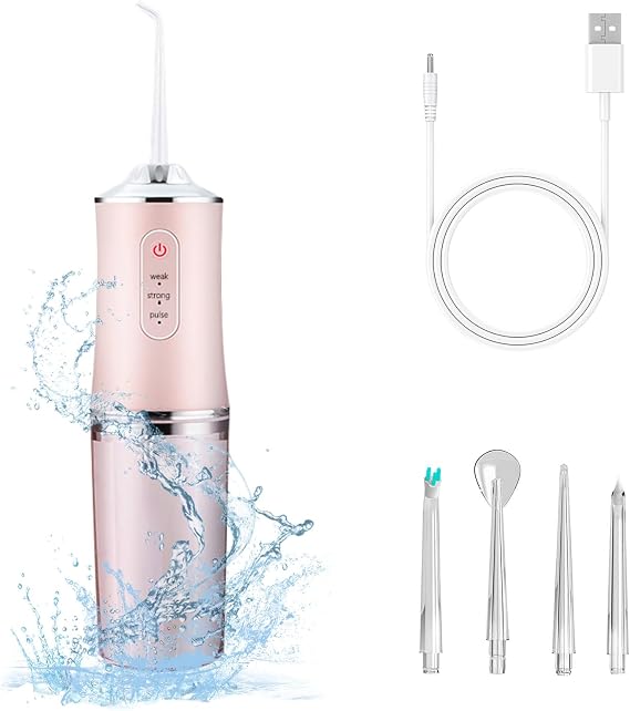 Electric Water Flosser Cordless for Teeth 3 Modes 4 Jet Tips Flossing