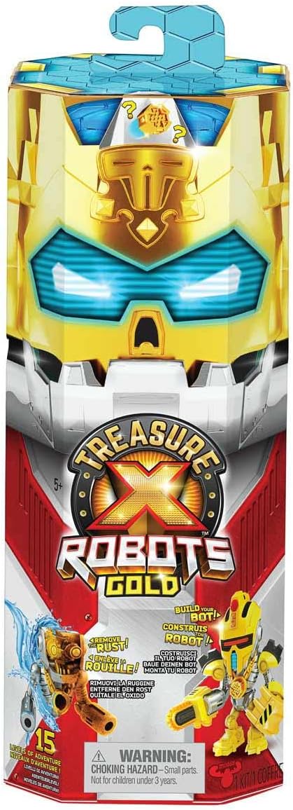 TREASURE X Robots Gold - 6 Robots to discover. Remove the rust, Build your Bot. 15 Levels of Adventure. Will you find Real Gold Dipped Treasure?