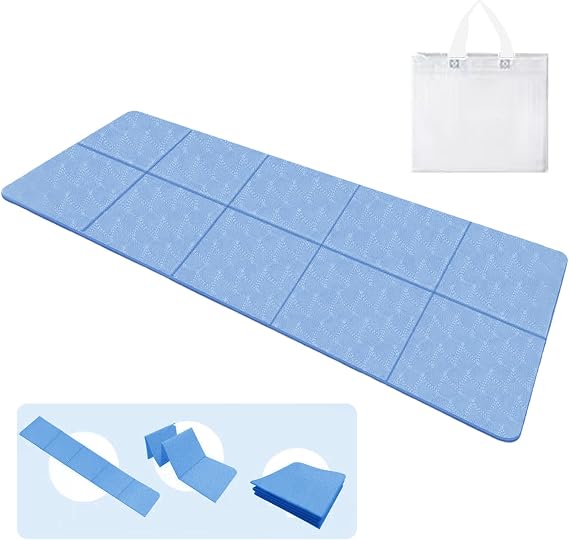 Foldable Yoga Mat Travel Lightweight 183 x 61 x 0.4 cm Travel Yoga Mat Lightweight Foldable Portable Yoga Mat Non-Slip Yoga Travel Mat Gymnastics Mat Fitness Mat with Carry Bag for Travel