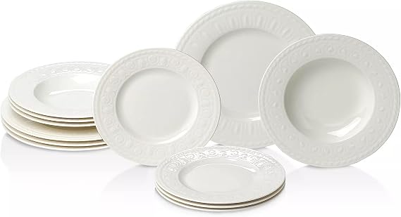 Villeroy & Boch Cellini 12 Piece Dinnerware Set, White, Service for 4