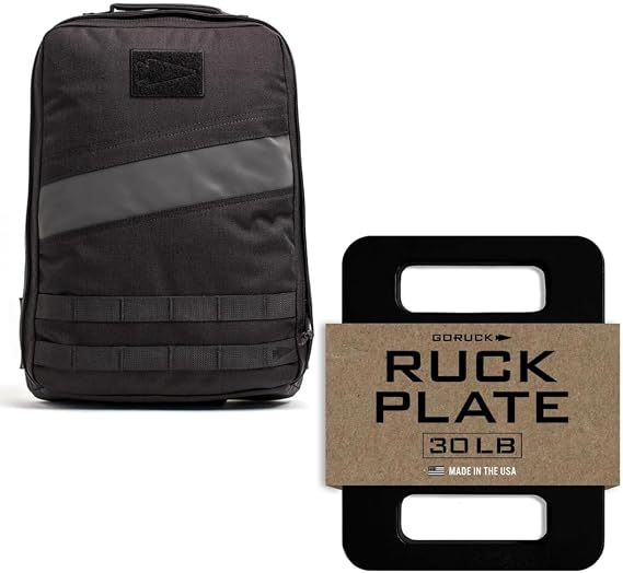 GORUCK Rucker 4.0 15L Rucking Backpack and 30LB Ruck Plate Bundle, Black