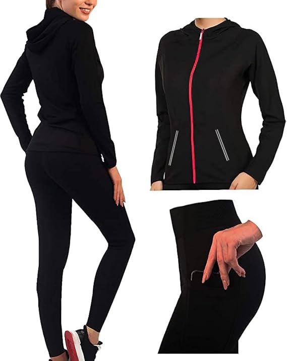 Active Wear Sets for Women -Workout Clothes Gym Wear TracksuitsYoga Jogging Track Outfit Legging Jacket 2 Pieces Set