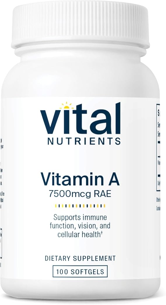 Vital Nutrients Vitamin A 7500mcg RAE - Vitamin A Supplement for Immune Function, Vision, Skin, and Cellular Health - Gluten, Dairy, Soy Free - Non-GMO - 100 Capsules