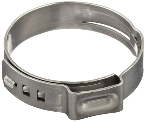 Oetiker 16702488 Stainless Steel Hose Clamp, One Ear, 5 mm Band Width, 1/4" Hose ID, 5.3 mm - 6.5 mm Hose OD Range (Pack of 100)
